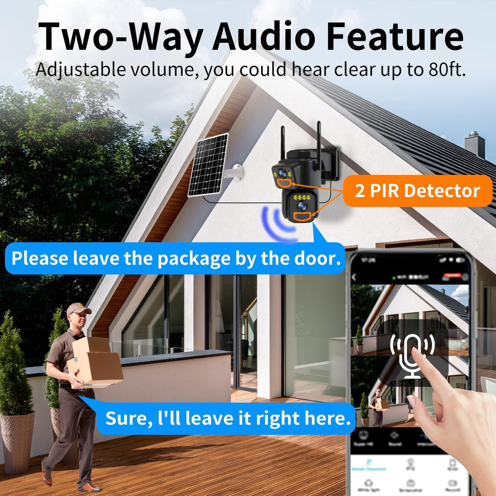 Security Cameras Outdoor WiFi,5G/2.4G Cameras for Home Security Solar Power with Dual Lens,Motion Detection,Night