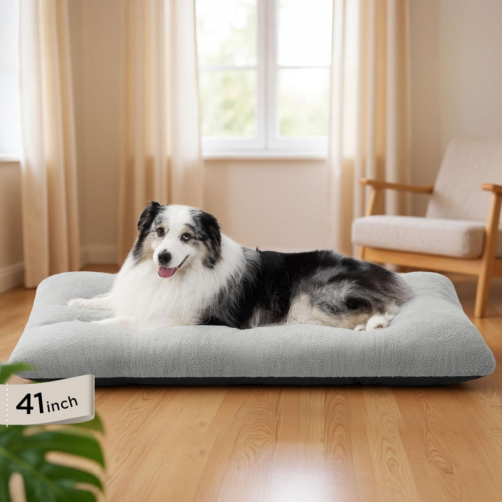 Washable XL Dog Bed for Crate for Extra Large Dogs, Comfort Fluffy Plush Pet Pillow Bed Kennel Pad with Non-Slip