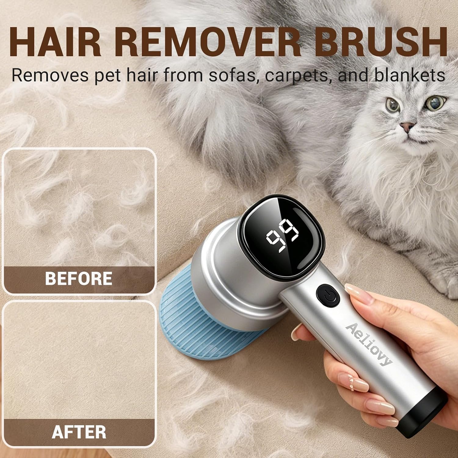 Fabric Shaver, 3 in 1 Lint Remover with Hair Remover Brush & Lint Rollers, Digital Led Display, 3 Speeds with