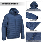 Men's Packable Hooded Puffer Jacket Insulated Winter Coat