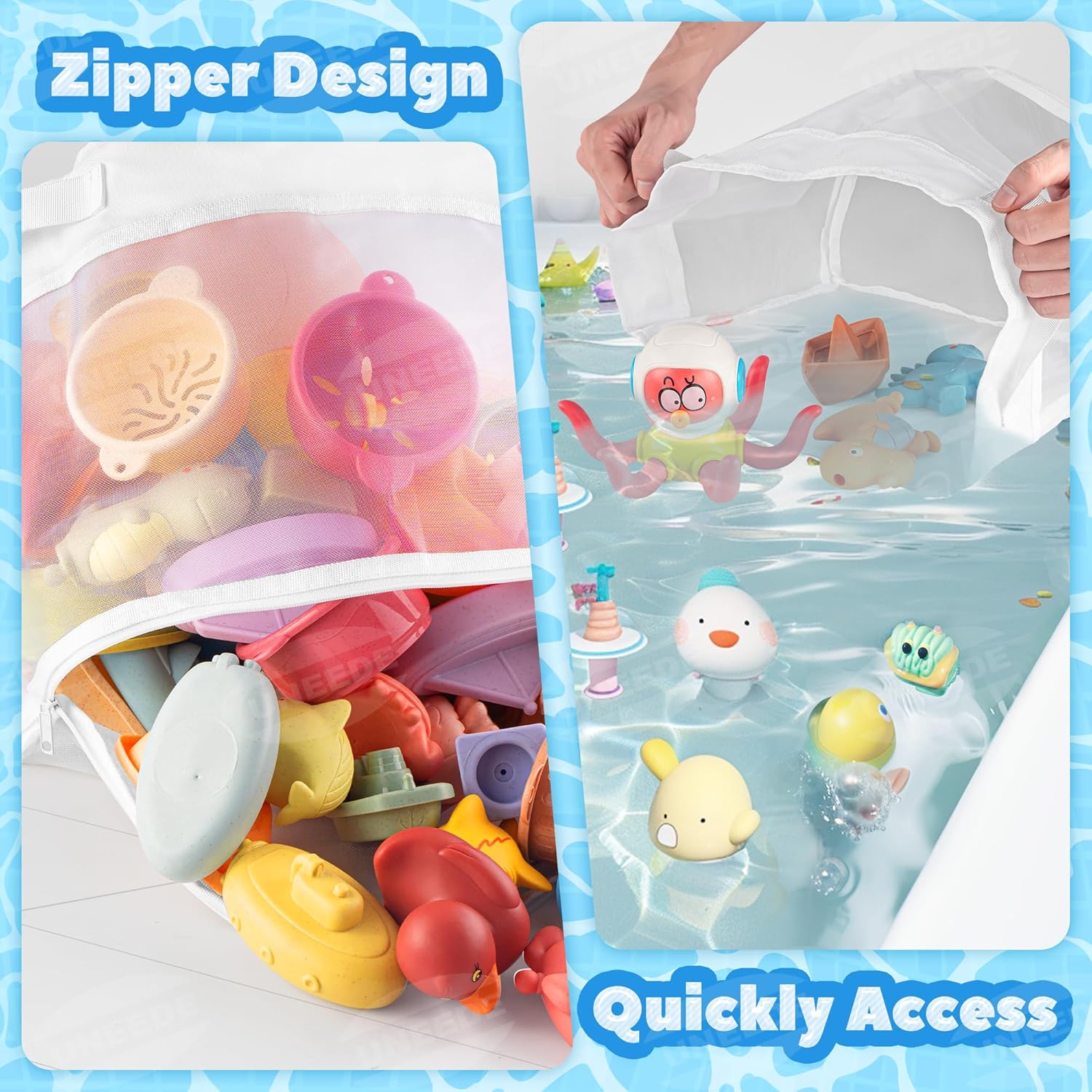 Bath Toy Organizer,4 Gallons Bathtub Toy Storage Organizer,Quick Access Bath Toy Holder For Bathtub,Baby