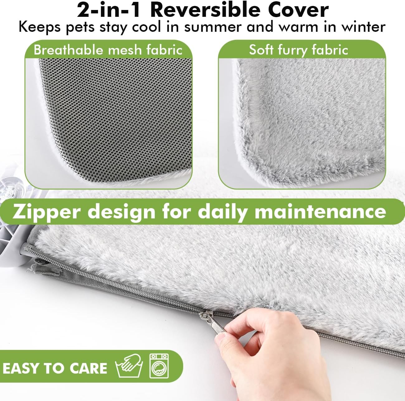 2PC Cat Window Perch Cordless Foldable Cat Hammock Bed for Window with Metal Frame and Reversible Cover, Large