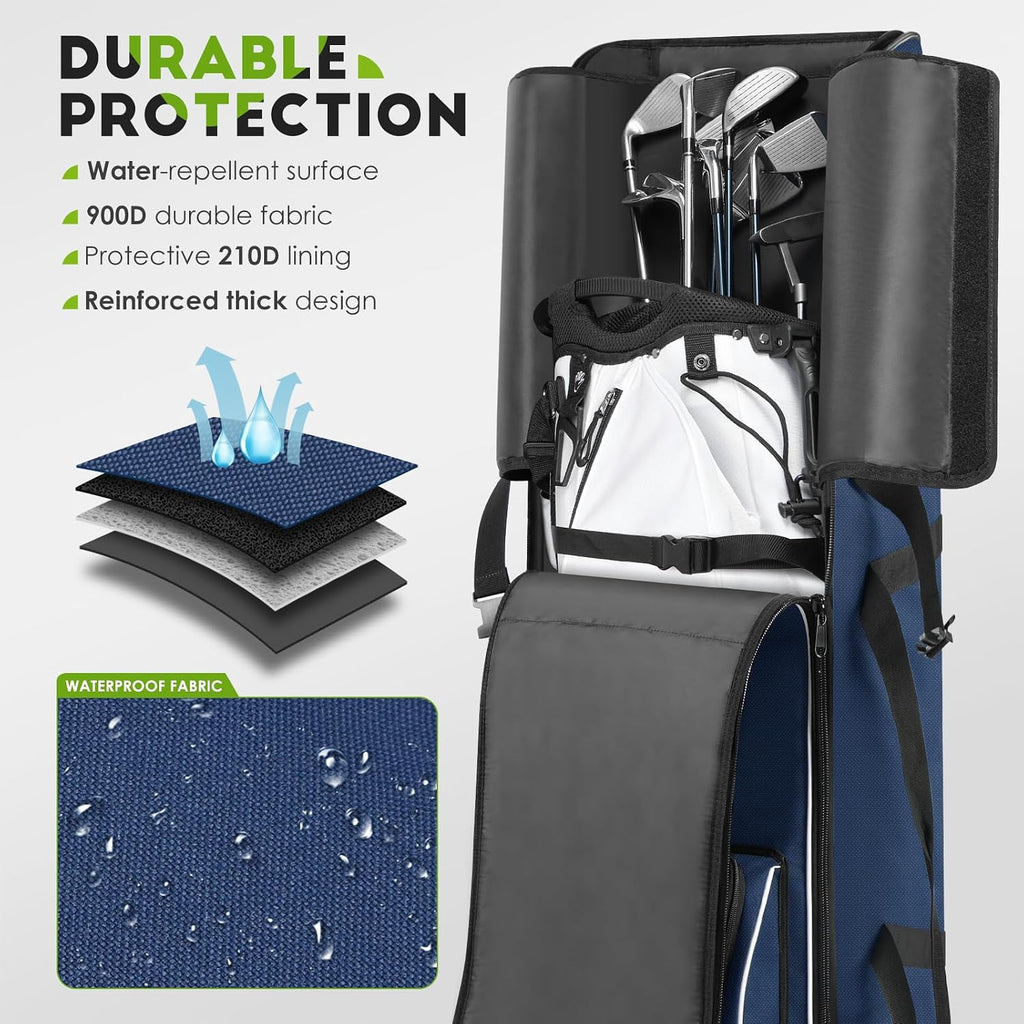 Golf Travel Bag for Airlines 900D Heavy Duty Oxford Golf Travel Case with Wheels, Golf Travel Cover with Club