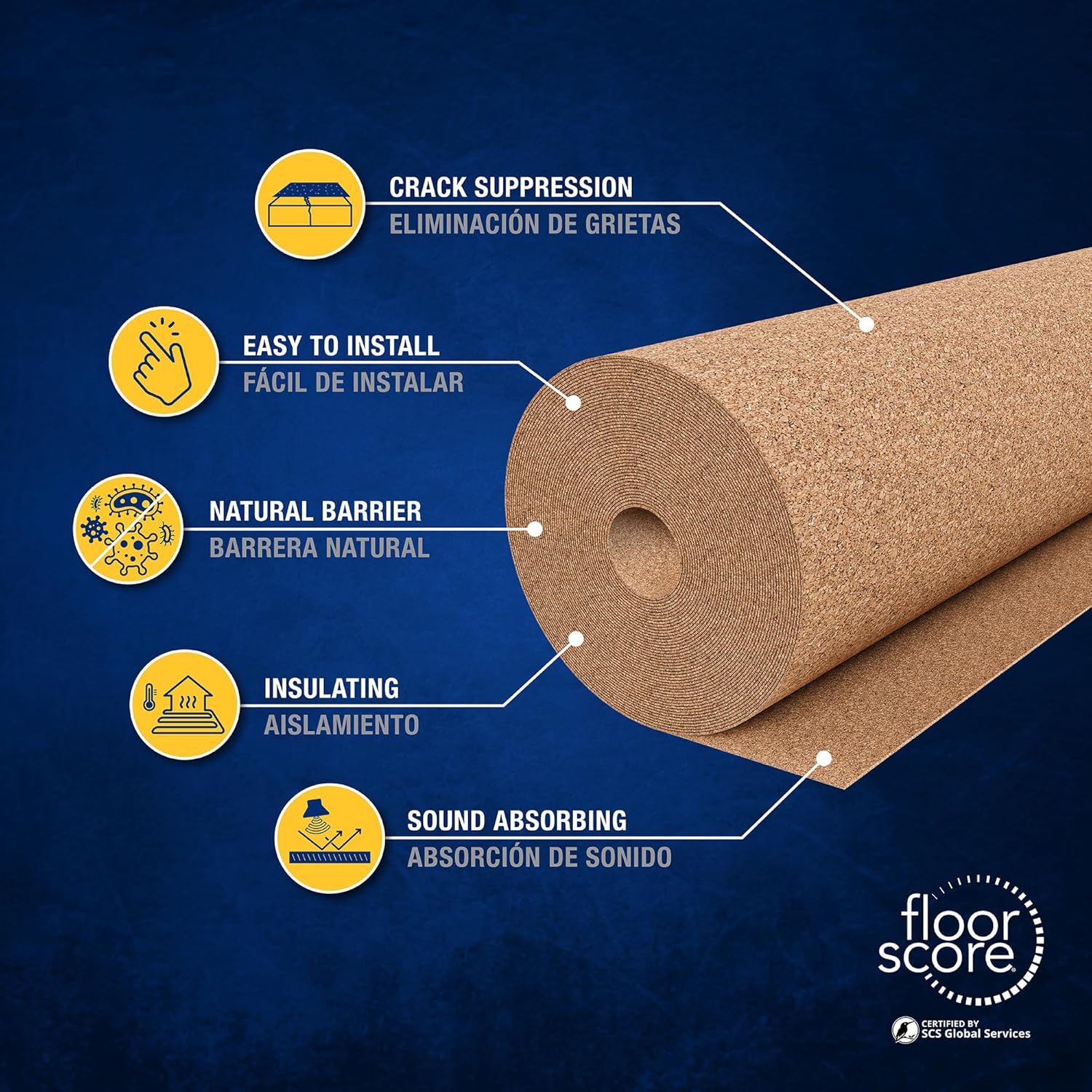 72000Q Natural Cork Underlayment Roll - 4 ft. Wide x 50 ft. Long x 6 mm Thick - 200 sq. ft.