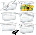 6 Pack 1/3 Size 6" Deep NSF Polycarbonate Food Pans with Lids