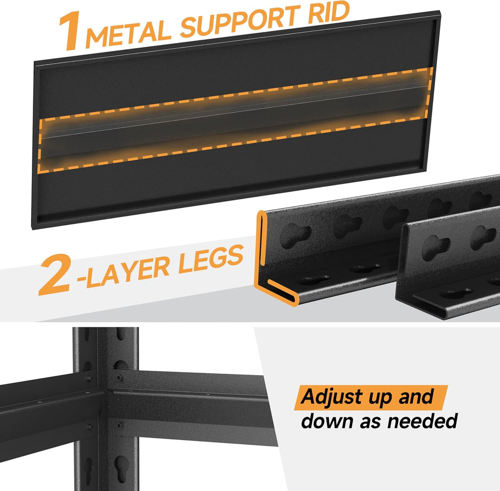 Metal Work Bench with Pegboard, 3 Adjustable Storage Shelves & 4 Lockable Rolling Wheels, Heavy Duty Rolling Garage
