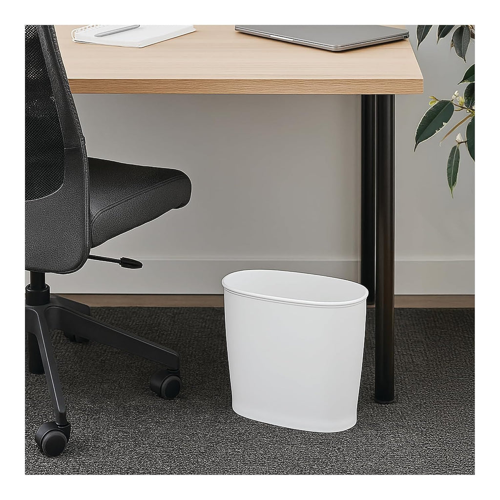 Slim Plastic Bathroom Trash Can, White | Small Size