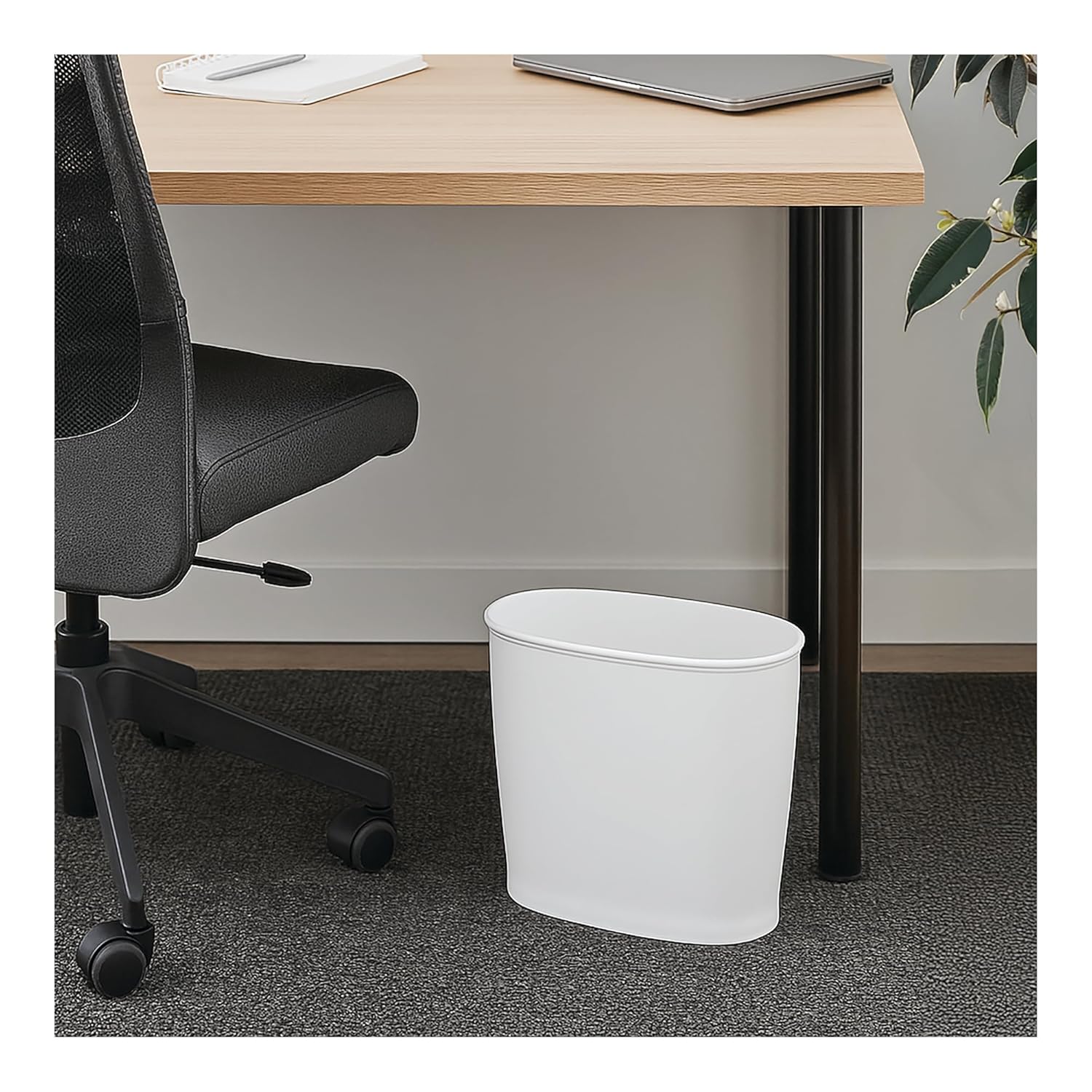 Slim Plastic Bathroom Trash Can, White | Small Size