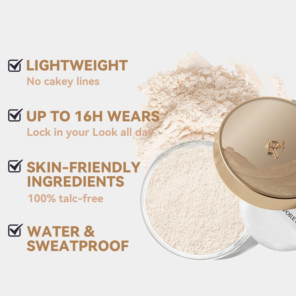 Matte Loose Setting Powder, Lightweight Oil-control and Long Lasting Translucent Face Powder, Talc-free, Smooths