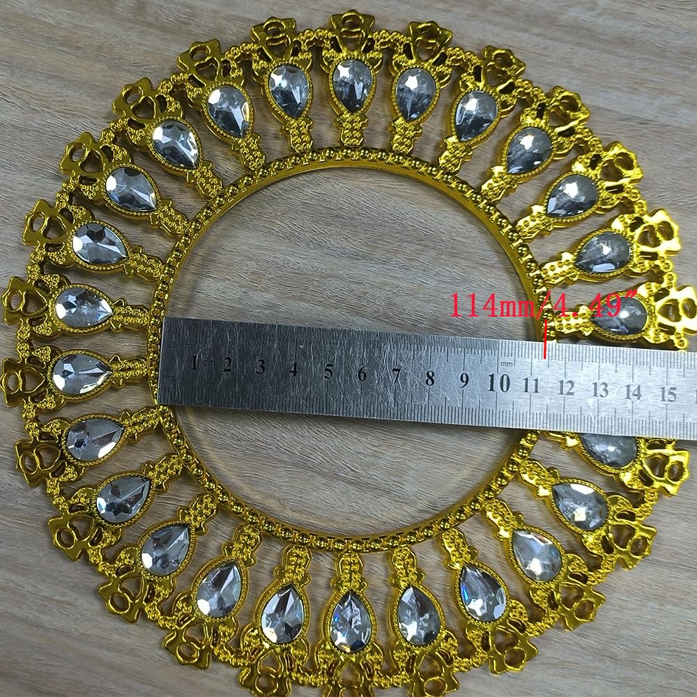 2 Pack Shiny Gold Curtain Tiebacks Round Holdbacks, 26 Crystals