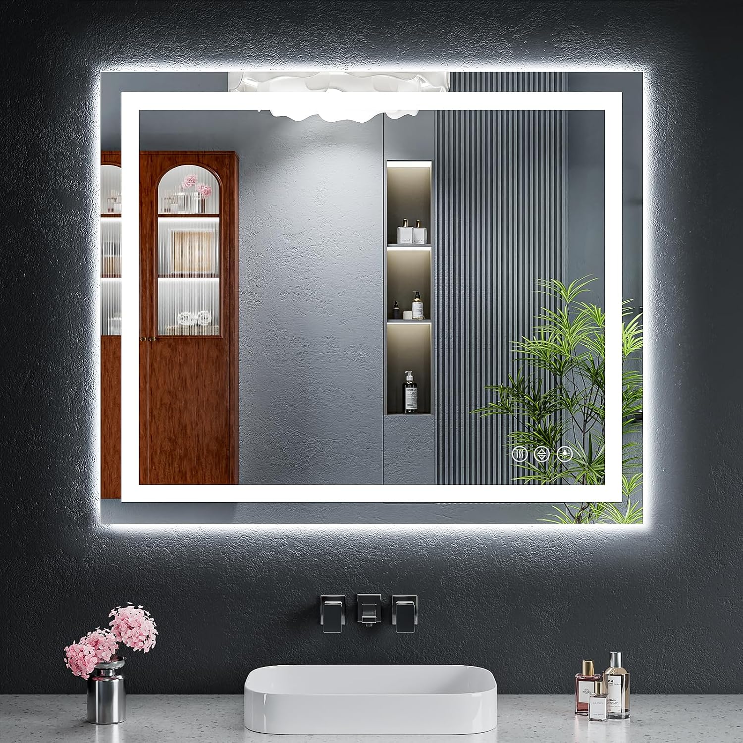 36"x30" LED Bathroom Mirror with Lights, Backlit+Frontlit, Anti-Fog | CRI 95, Stepless Dimmable, 3 Colors Lighting