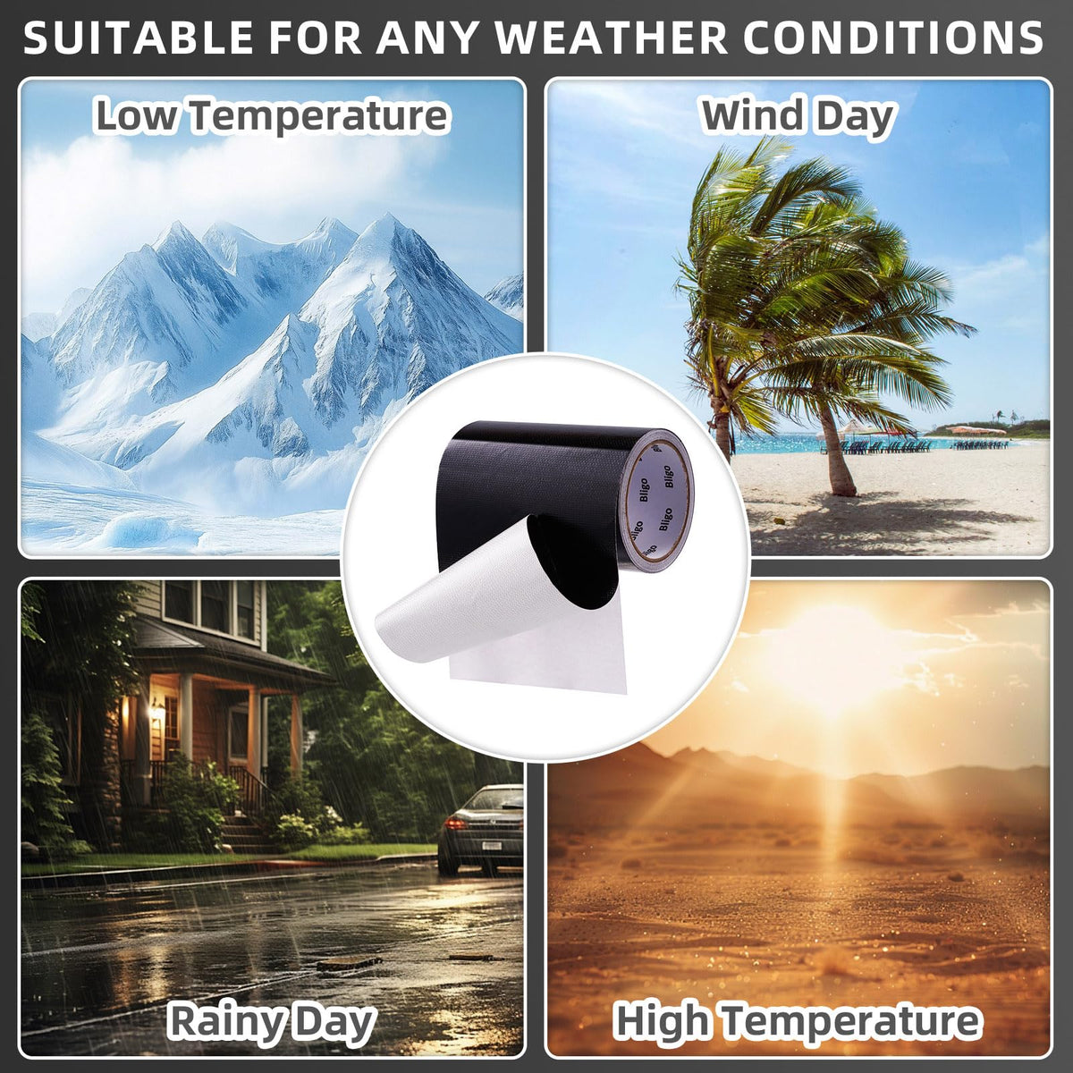 Heavy Duty Waterproof Repair Tape Multipurpose Black 2 Inch x 25 FT