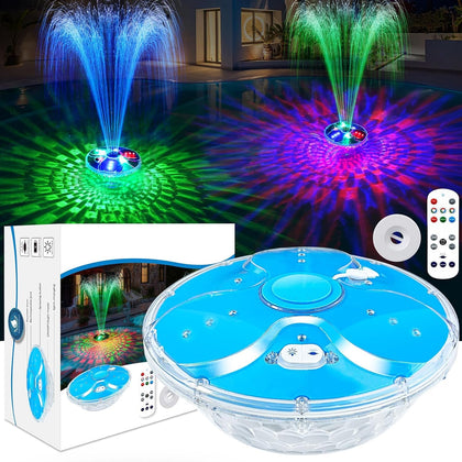 Upgraded Pool Fountain with Remote,Floating Pool Fountain with Lights-Blue | Above Ground Pool Water Fountain with