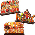 3 Pcs Thanksgiving Decorations Wooden Table Centerpieces for Home, Fall Pumpkin Maple Turkey Decors Signs for Autumn