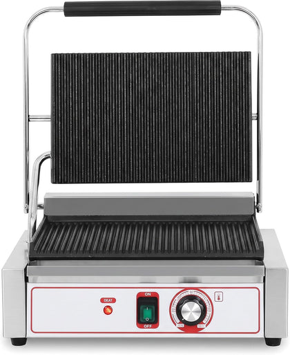 Commercial Panini Grill Flat Press Sandwich Maker Industrial Panini Machine Single Grill Big (Standard Grooved Top
