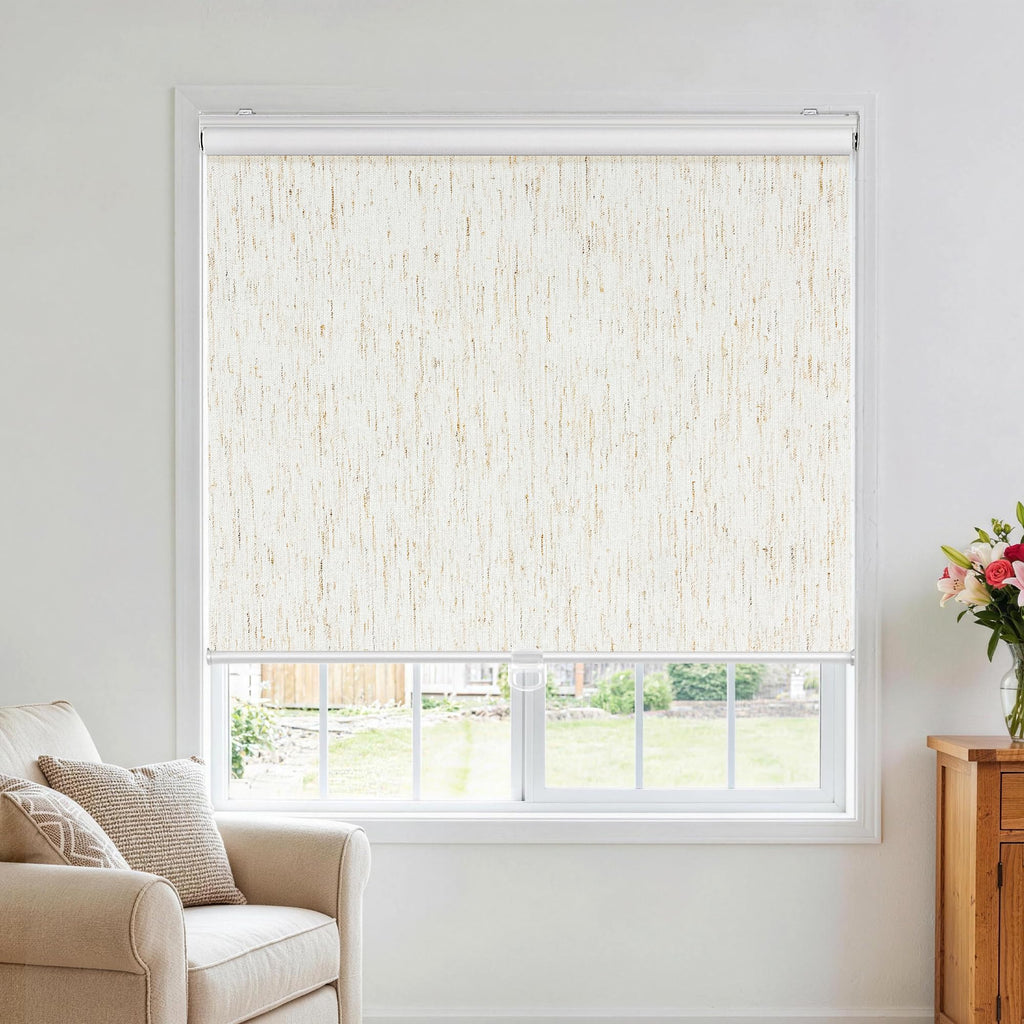 Linen Blackout Roller Shades, Cordless Window Blinds for Home