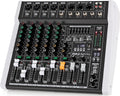 6 Channel Professional DJ Mixer Controller - 7-Band Graphic EQ, 99 DSP Effects, Bluetooth, USB Recording, +48V
