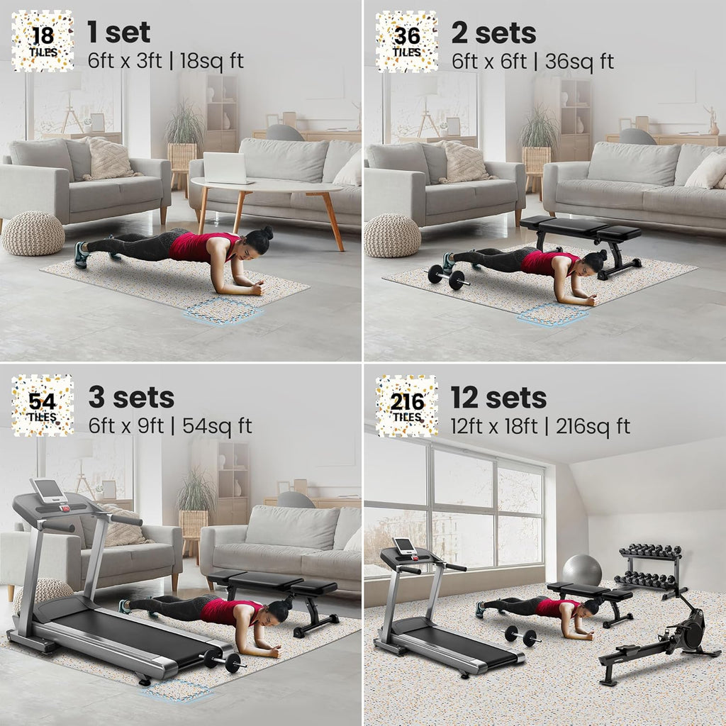 Gym Mats Set - EVA Interlocking Foam Floor Tiles Workout Mat Puzzle