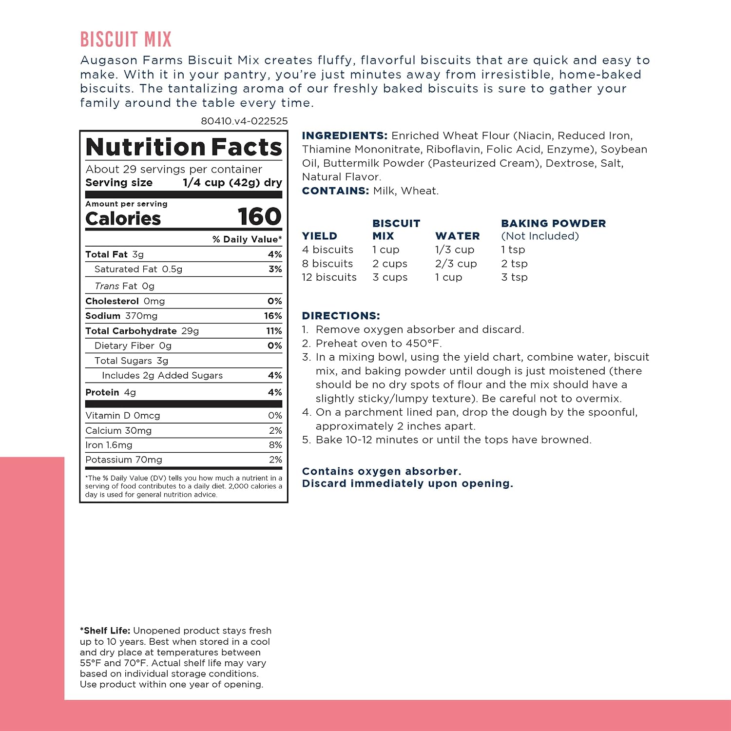 Buttermilk Biscuit Mix Can | Emergency Food Supply, 29 Servings, 10 Year Shelf Life, Biscuit Mix Just Add Water and