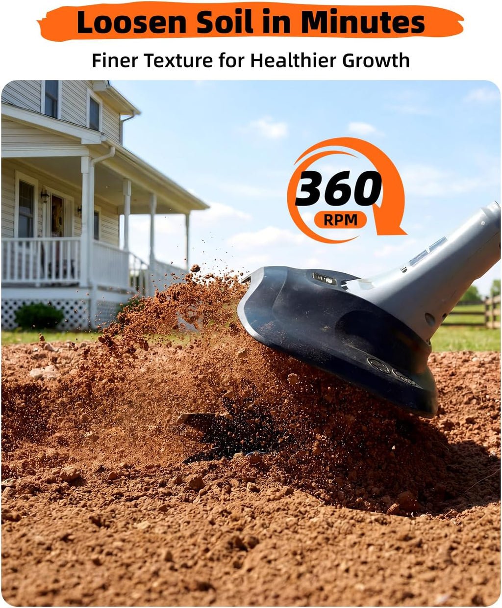 Cordless Tiller Cultivator for Gardening, Battery Powered Garden Rototiller | 9 Inch Tilling Width&7 Inch Depth