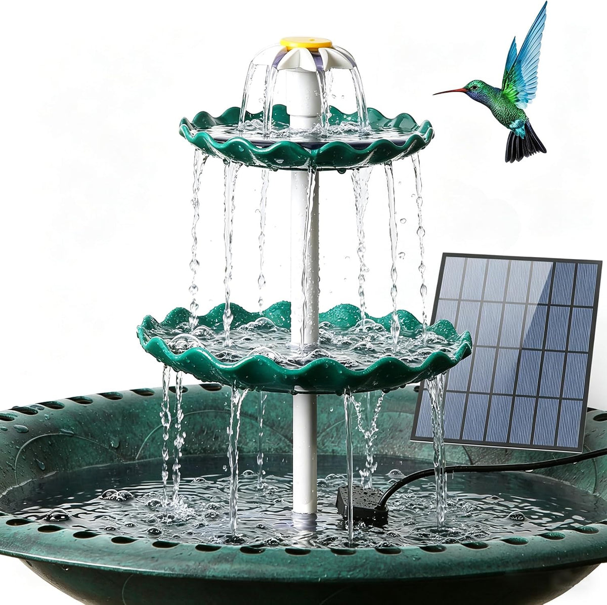 3‑Tier Solar Bird Bath Fountain with 3.5W Solar Water Pump