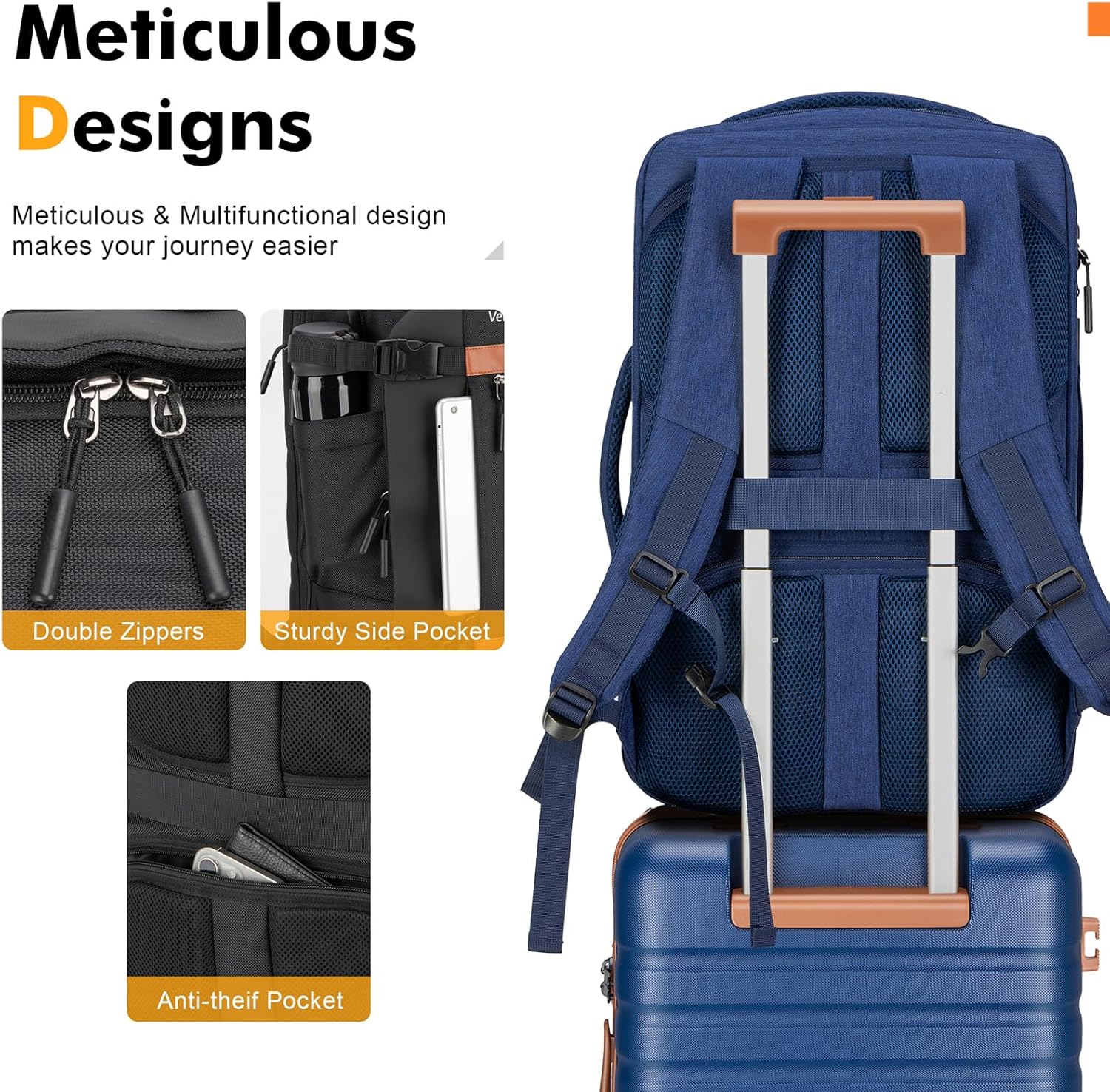 Luggage Sets 3 Piece with Spinner Wheels, Lightweight PC Hardside Suitcase with TSA Lock & YKK Zippers, 20 Inch Carry