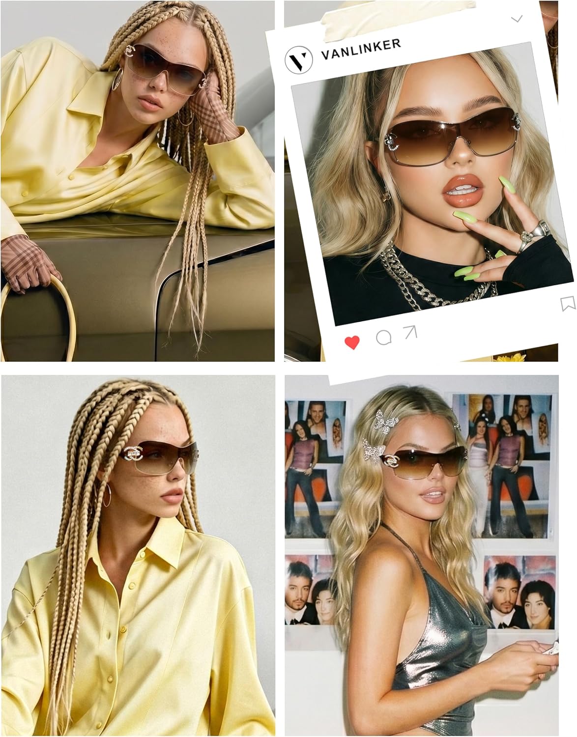 Wrap Around Y2K Sunglasses for Women Men Trendy Oversized Sun Glasses Fashion Shield Frameless Shades One-piece