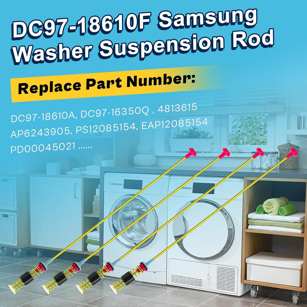 WA52J8700AP/A2 DC97-18610F DC97-18610A Suspension Rods Kit - Fit for Samsung WA52J8060AW/A2 WA52M7750AW/A4 WA54M8750AW WA52M8650AW WA52J8700AW WA50K8600AV WA50M7450AP Washer Suspension Rods