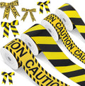 4 Roll 20 Yard Caution Ribbon Black Yellow Halloween Warning Tape