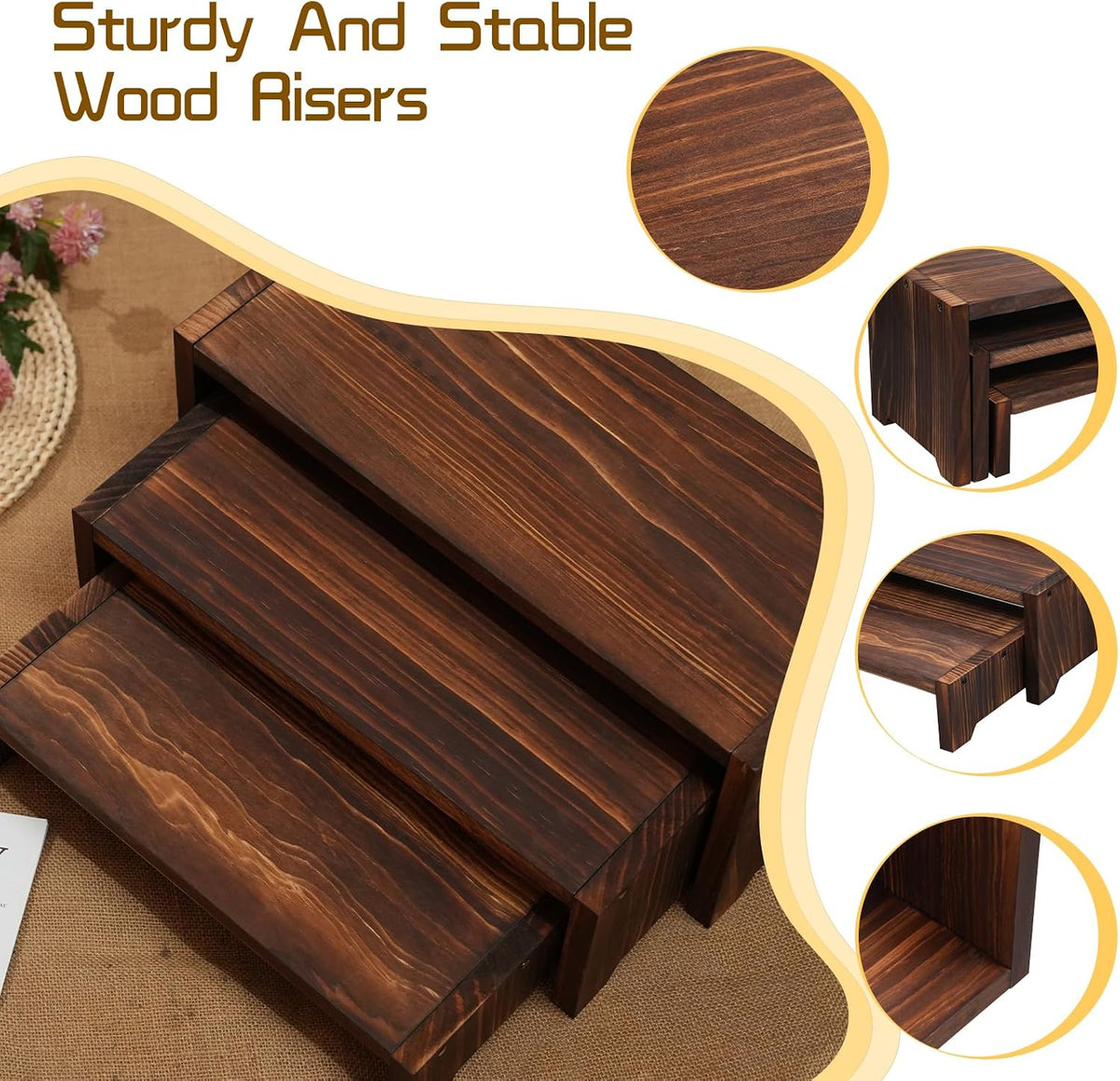3-Tier Wooden Cupcake Stand & Display Risers