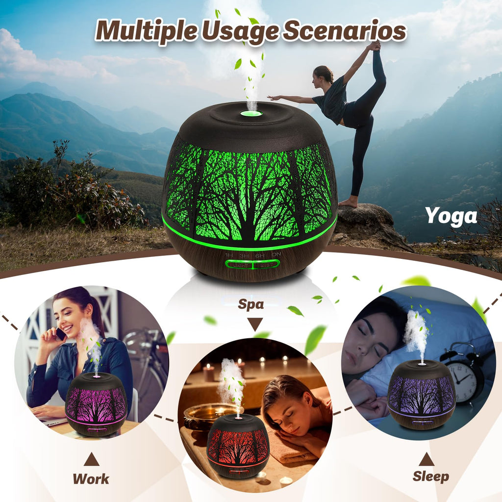 Metal Essential Oil Diffusers for Home, 400ML Quiet Air Diffuser