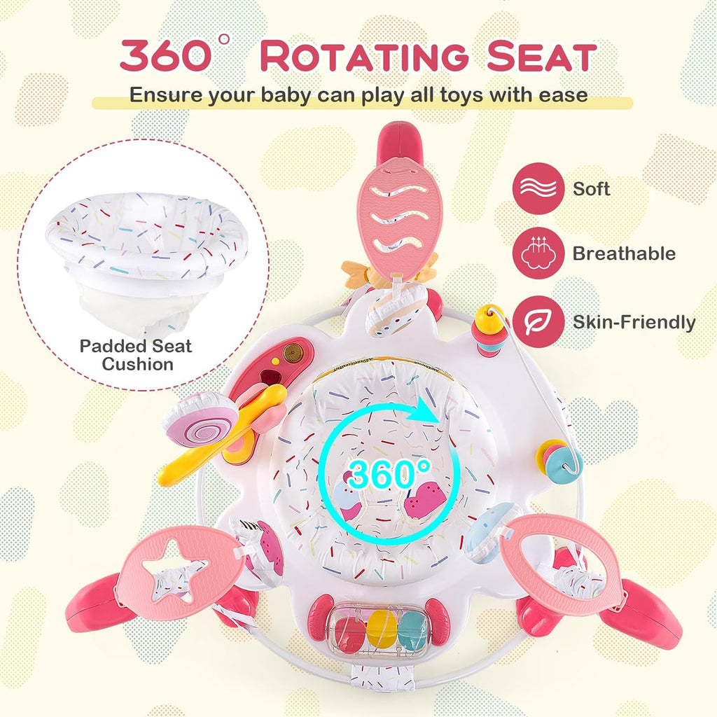 Baby Jumpers and Bouncers, Infant Activity Center with Music Lights Sounds, 360° Rotating Seat and 3 Adjustable