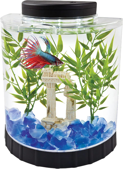 LED Half Moon 1.1 Gallon Fish Tank Kit for Betta Fish