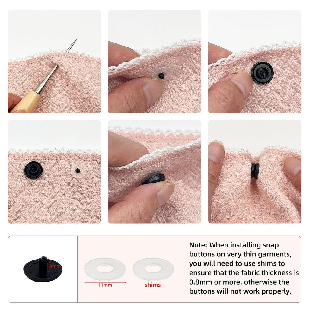 120 Sets Plastic Snap Buttons, No Sew Buttons