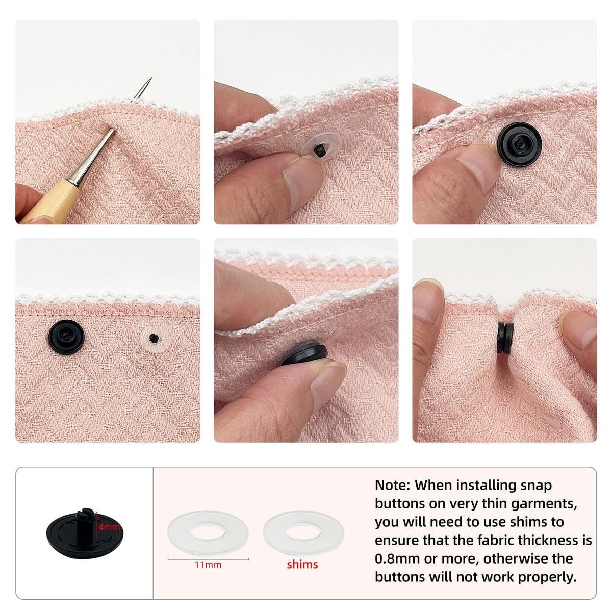 120 Sets Plastic Snap Buttons, No Sew Buttons