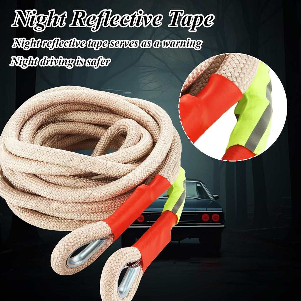 Kinetic Recovery Strap(1" x 30ft), 22,000lbs Tow Straps Heavy Duty with Loops, Nylon Off Road Tow Rope with 2 D-Ring