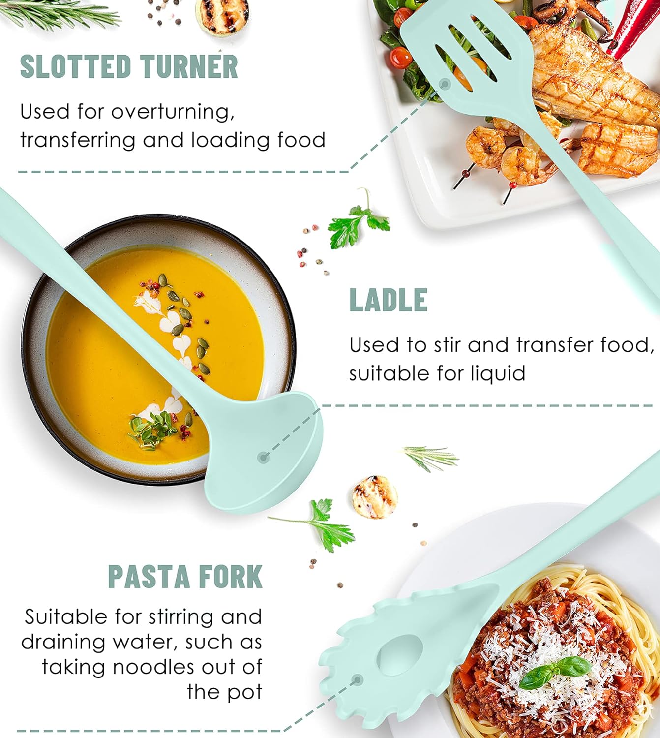 Kitchen Utensils Set-12 Pieces Silicone Cooking Utensils Set (Dishwasher Safe) 392°F Heat Resistant Spatula