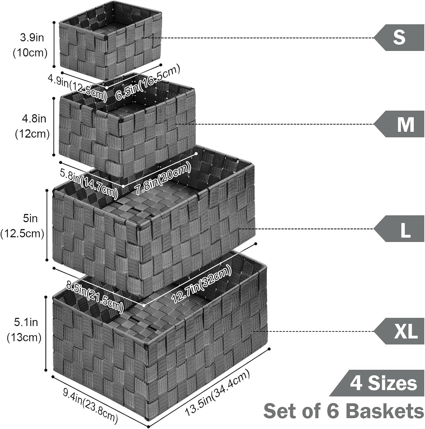 Woven Storage Baskets, Storage Bins, Cube Basket Container Baskets Storage Boxes Organizers for