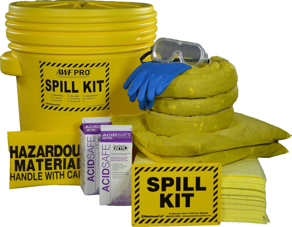 AWF PRO 20 Gallon Battery Acid Spill Kit, 59 Pieces