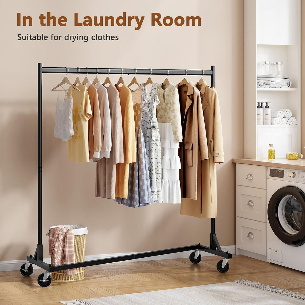 Z Rack, Rolling Clothes Racks with Z-Base, Heavy Duty Garment Rack, Clothing Racks for Hanging Clothes, Sturdy Metal