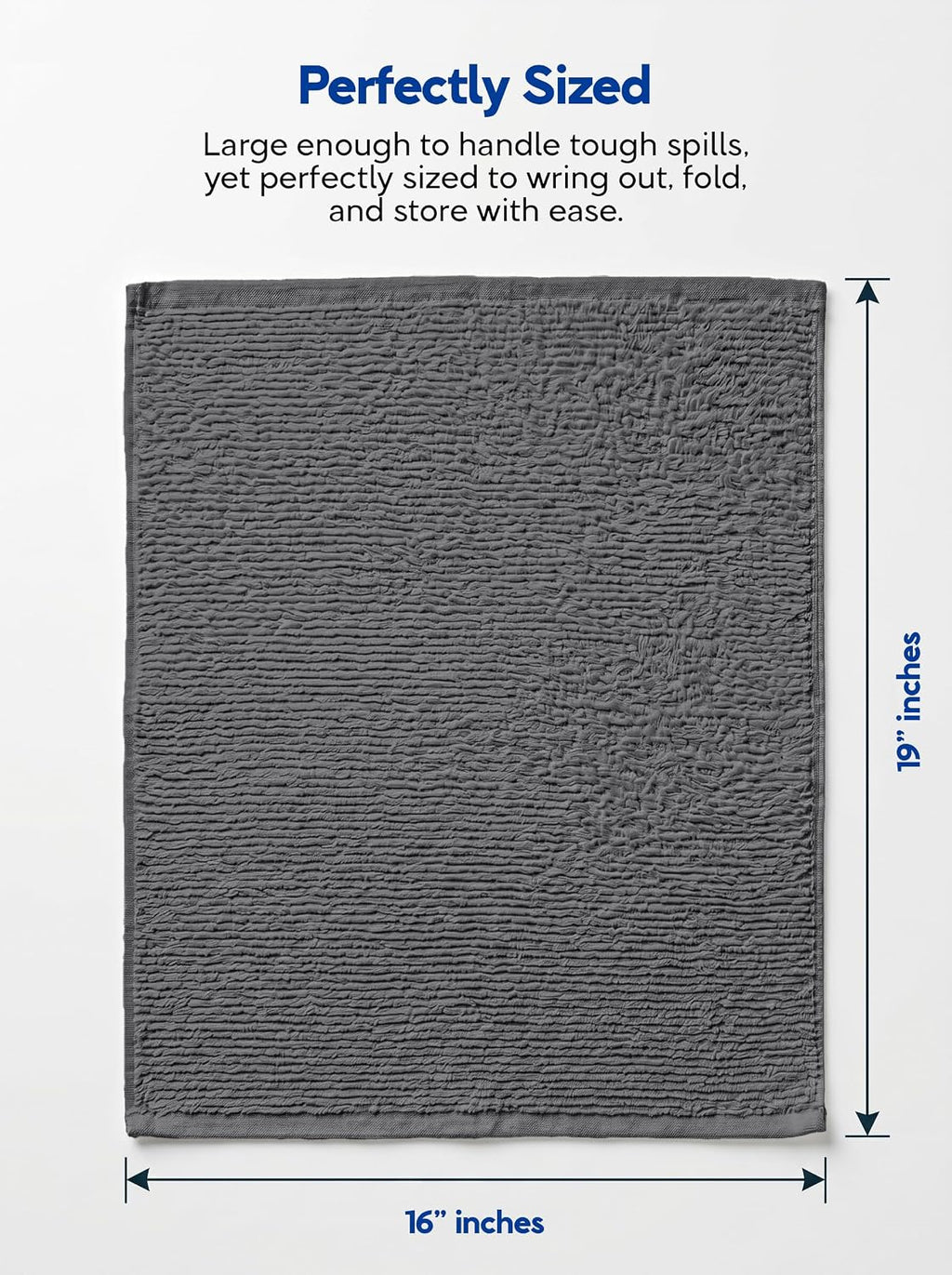 Ribbed Kitchen Bar Mops, 12 Pack, 16x19 in, Cotton, Grey