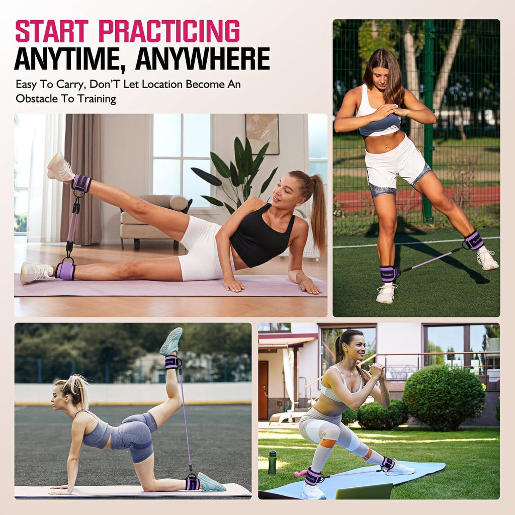 Ankle Resistance Bands with Cuffs, Home Gym Workout Equipment, Lifting Glute Butt Exercise Equipment for Women, Ankle