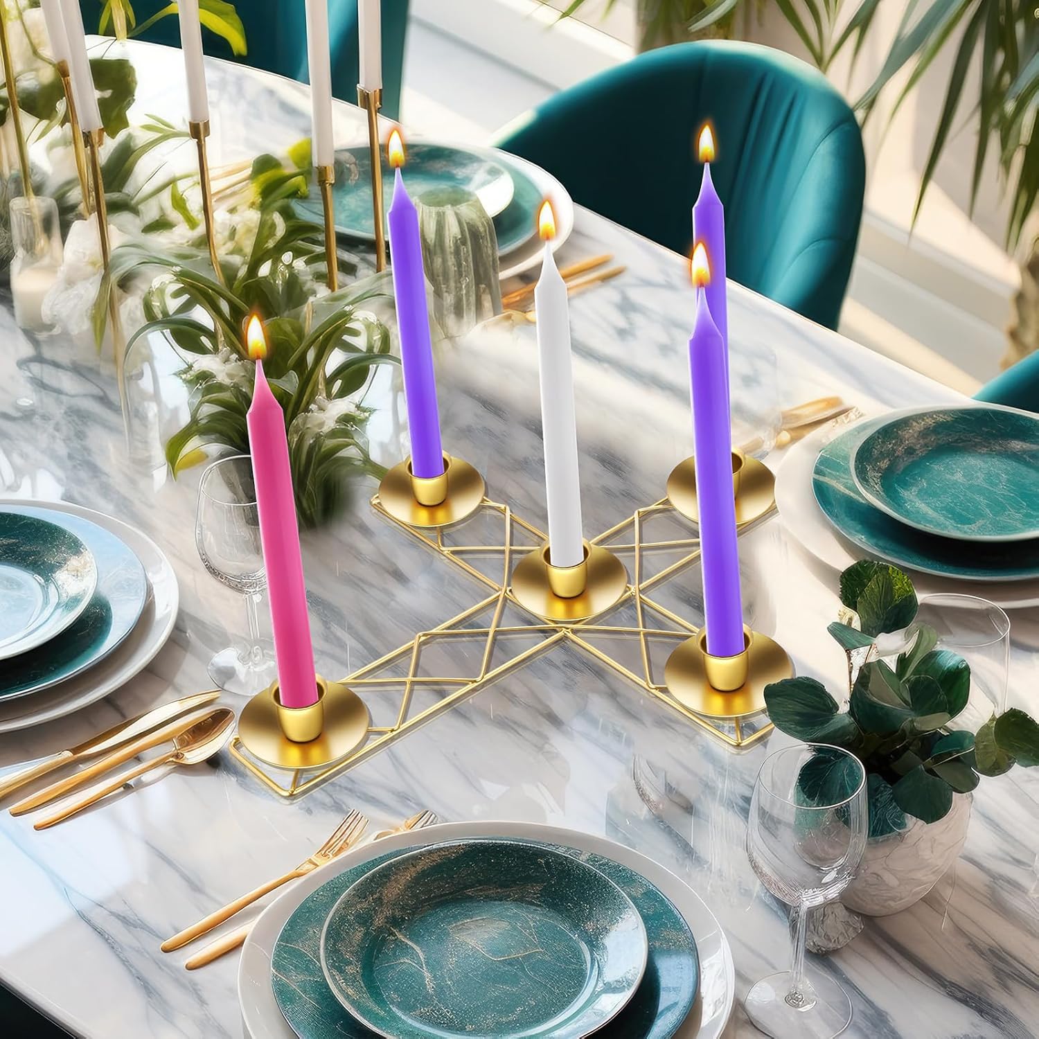 1 Pcs Christmas Advent Candle Wreath Ring Metal Candle Holder for Pillar Advent Rustic Candlesticks Holders for Xmas