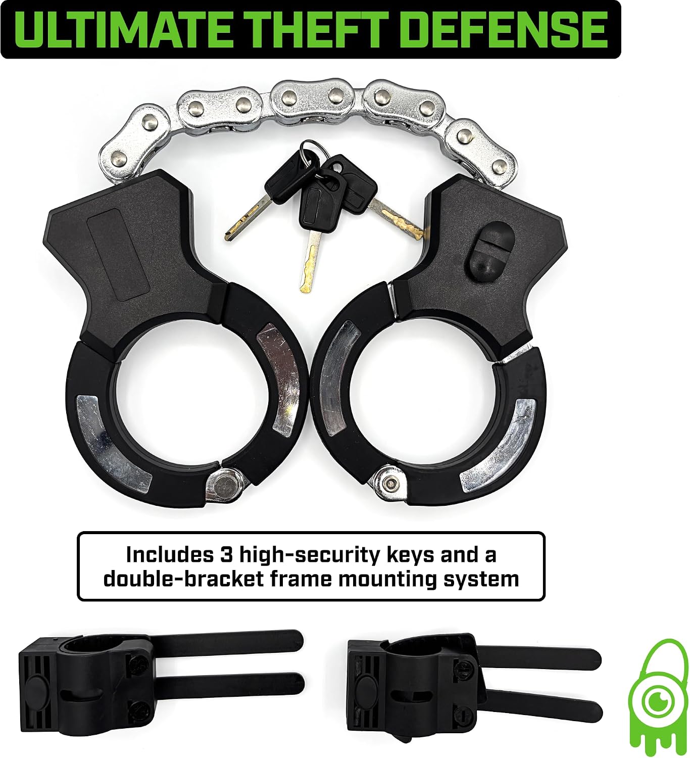 Monster Lock ML801 Heavy-Duty Chain Lock with Dual 3" Cuffs, 21" Long – Cut & Pry Resistant Security Chain for
