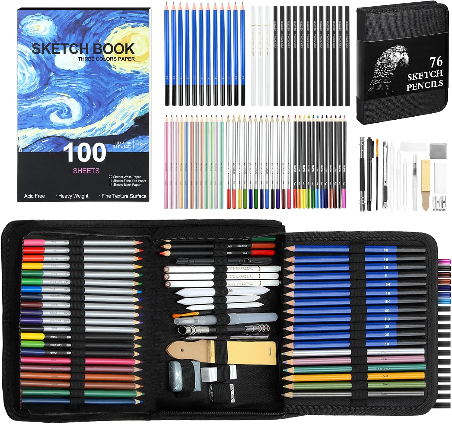 COOL BANK Drawing Pencils 76PCS