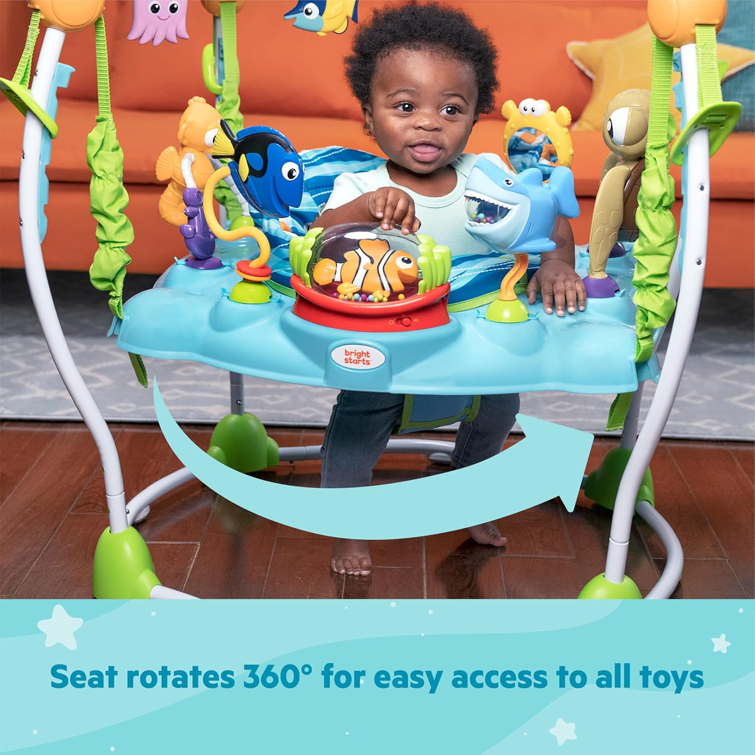 Disney Baby Finding Nemo Sea of Activities Baby Activity Center Jumper with Interactive Toys, Lights, Songs & Sounds