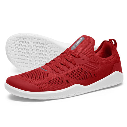 Men's Barefoot Shoes Zero Drop Sneakers (Red/Light Grey,9.0)