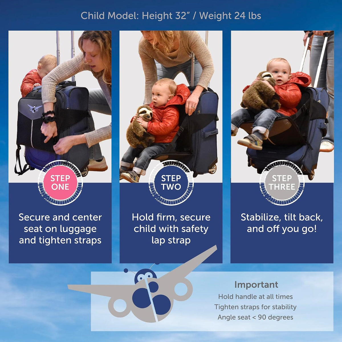 Travel Seat for Kids, The Original and Patented Ride-On Suitcase for Toddlers, Child Carrier for Carry-On Luggage