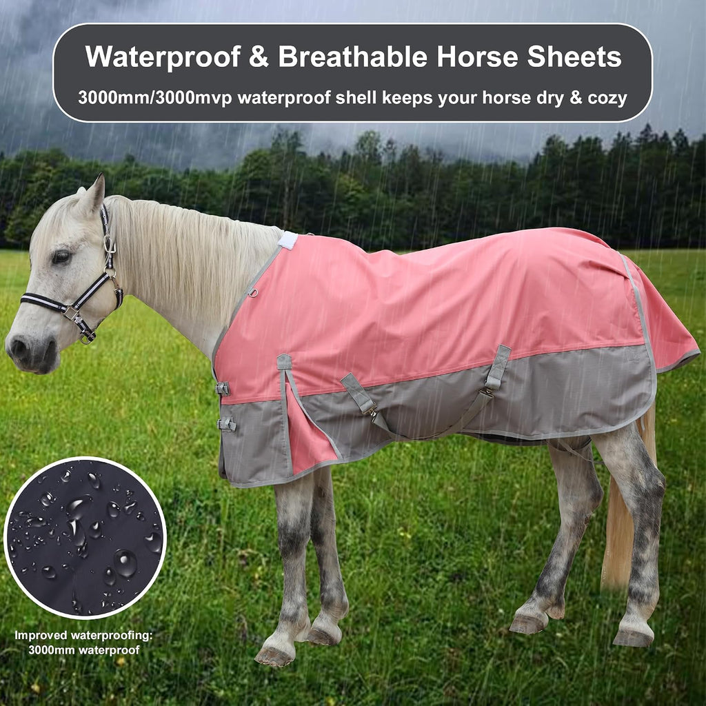 1200D Horse Blanket, 0g No-Fill Waterproof Turnout Rain Sheet