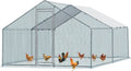 Chicken Coop, 13×10 FT Large Metal Chicken House, Poultry Habitat Cage with Waterproof Cover, Walk-in Chicken Run Pen